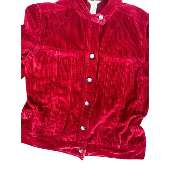 J Jill Women’s Red Corduroy Snap Button Jacket Size M Long Sleeve Casual Pockets - Picture 6 of 6